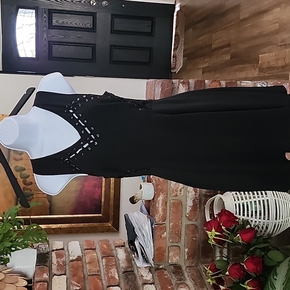 Greylin x Anthropologie Black Lace-Up Sleeveless Midi Dress - Picture 1 of 7